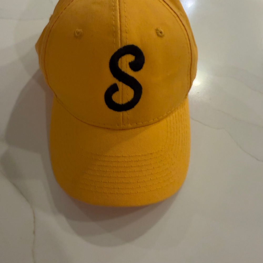 Yellow Baseball Cap Embroidered S Logo‎ Adjustable Back - Picture 3 of 5
